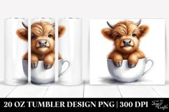 Baby Highland Cow in Cup | 20 Oz Tumbler Product Image 1