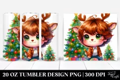 Colorful Brittany with Reindeer Horns, Transparent 20 Oz Product Image 1