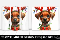 Cute German Shepherd with Reindeer Horns 20 Oz Tumbler Product Image 1
