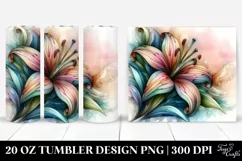 Abstract Pastel Wooden Small Lily | 20 oz Tumbler Product Image 1
