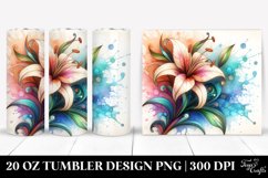 Abstract Pastel Wooden Small Lily | 20 oz Tumbler Product Image 1