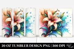 Abstract Pastel Wooden Small Lily | 20 oz Tumbler Product Image 1