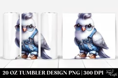 Cute Baby Dove with Cool Haircut, Transparent 20 Oz Tumbler Product Image 1