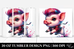 Cute Baby Pig Running 20 Oz Tumbler Product Image 1