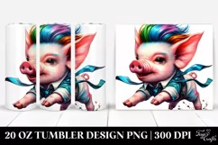 Cute Baby Pig Running 20 Oz Tumbler Product Image 1