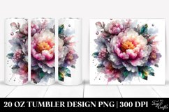 20 Oz Tumbler Sublimation | Shiny Peonies Watercolor Product Image 1