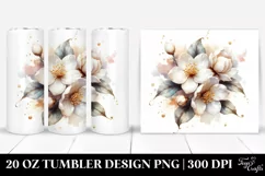 20 Oz Tumbler Sublimation | Jasmine Watercolor Splash Product Image 1