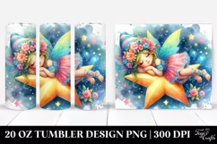 Colorful Napping Fairy on Star | 20 Oz Tumbler Product Image 1