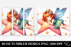 Colorful Napping Fairy on Star | 20 Oz Tumbler Product Image 1