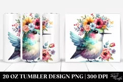 Cute Watercolor Hummingbird with Flower Crown | 20 oz Product Image 1