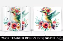 Cute Watercolor Hummingbird with Flower Crown | 20 oz Product Image 1