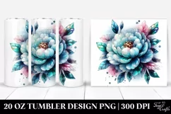 20 Oz Tumbler Sublimation | Peonies Watercolor Splash Product Image 1
