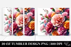 Vibrant Colorful Bouquet Carnation | 20 Oz Tumbler Product Image 1
