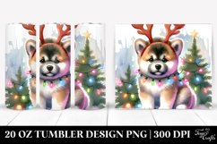 Colorful Akita with Reindeer Horns, Transparent 20 Oz Product Image 1