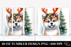 Colorful Akita with Reindeer Horns, Transparent 20 Oz Product Image 1