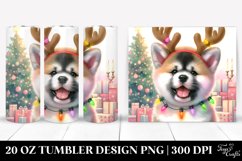 Colorful Akita with Reindeer Horns, Transparent 20 Oz Product Image 1