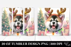 Colorful Akita with Reindeer Horns, Transparent 20 Oz Product Image 1
