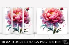 20 Oz Tumbler Sublimation | Shiny Peonies Watercolor Product Image 1
