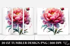 20 Oz Tumbler Sublimation | Shiny Peonies Watercolor Product Image 1
