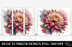 20 Oz Tumbler Sublimation | Shiny Chrysanthemum Watercolor Product Image 1