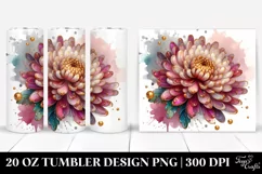 20 Oz Tumbler Sublimation | Shiny Chrysanthemum Watercolor Product Image 1
