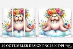 Vibrant Walrus Flower Crown 20 Oz Tumbler Product Image 1