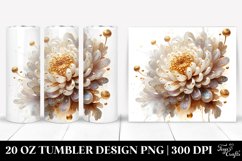 20 Oz Tumbler Sublimation | Golden Chrysanthemum Watercolor Product Image 1