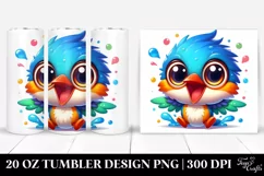 Colorful Cartoon Crazy Looking Kingfisher | 20 Oz Tumbler Product Image 1