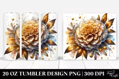 Detailed Marigold with Golden Insertions | 20 Oz Tumbler Product Image 1