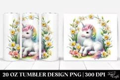 Cute Baby Unicorn with Narcissus Frame | 20 Oz Tumbler Product Image 1