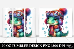 Expressive Baby Dinosaur in Winter Clothes 20 Oz Tumbler Product Image 1