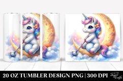 20 Oz Tumbler Sublimation | Baby Unicorn Playing Golf on the Product Image 1