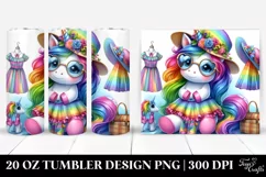 Vibrant Watercolor Cute Unicorn Playing | 20 oz Tumbler Product Image 1