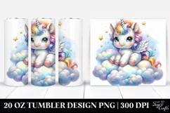 Cute Baby Unicorn on a Lofty Cloud | 20 Oz Tumbler Product Image 1