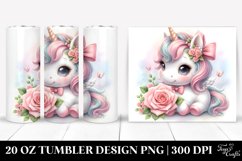Cute Baby Unicorn with Rose | 20 Oz Tumbler Product Image 1