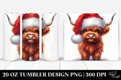 Angry Looking Highland Cow with Santa Hat Sublimation Product Image 1