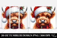 Angry Looking Highland Cow with Santa Hat Sublimation Product Image 1