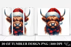 Angry Looking Highland Cow with Santa Hat Sublimation Product Image 1