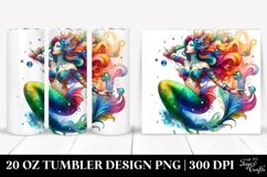 Vibrant Watercolor Dressed Mermaid | 20 oz Tumbler Product Image 1