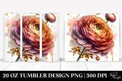 20 Oz Tumbler Sublimation | Shiny Ranunculus with Golden Product Image 1