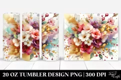 Abstract Watercolor GOLD FOIL Bouquet 20 oz Tumbler Product Image 1