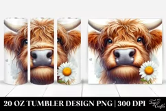 Highland Cow Portrait Daisy Tumbler Product Image 1