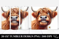 Highland Cow Portrait Daisy Tumbler Product Image 1