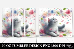 Cat Tumbling with Spring Petals | 20 oz Tumbler Product Image 1