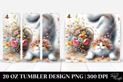 Cat Tumbling with Spring Petals | 20 oz Tumbler Product Image 1