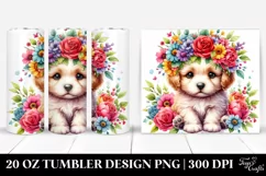 Flower Crown Puppy | 20 oz Tumbler Product Image 1