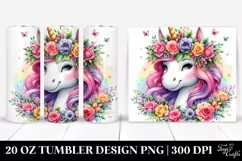 Vibrant Watercolor Smiling Cute Unicorn | 20 oz Tumbler Product Image 1