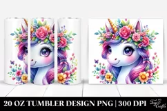 Vibrant Watercolor Smiling Cute Unicorn | 20 oz Tumbler Product Image 1