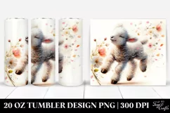 Lamb Tumbling with Spring Petals | 20 oz Tumbler Product Image 1