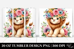 Cute Lion Flower Crown Tumbler Product Image 1